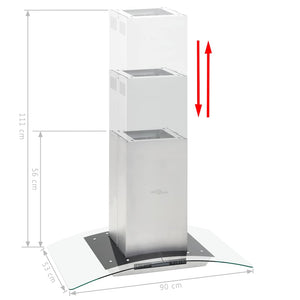 vidaXL Island Range Hood 90 cm LCD Touch Sensor 756 m³/h LED