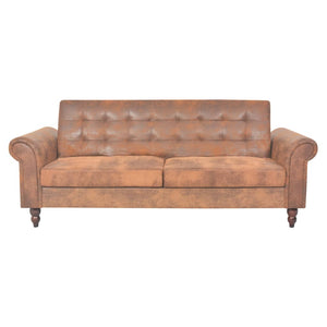 vidaXL 2-Seater Sofa Bed with Armrests Faux Suede Brown