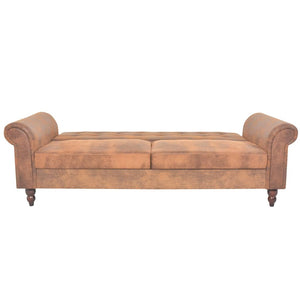 vidaXL 2-Seater Sofa Bed with Armrests Faux Suede Brown