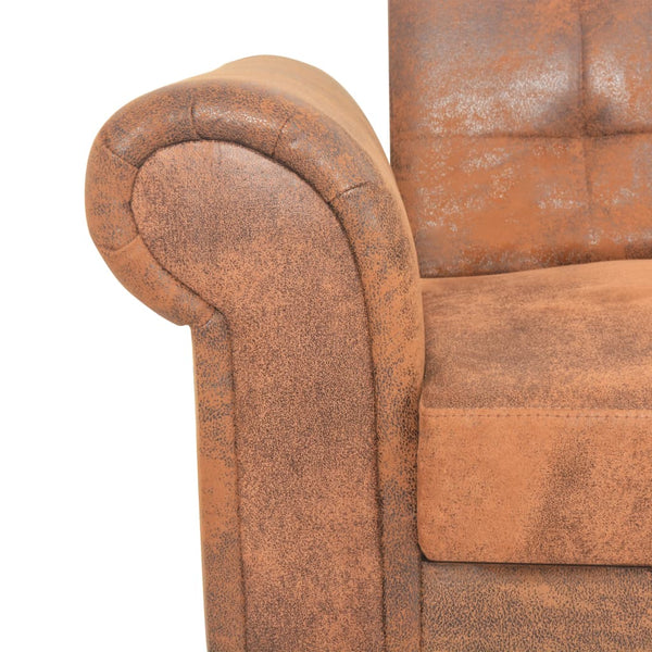 vidaXL 2-Seater Sofa Bed with Armrests Faux Suede Brown