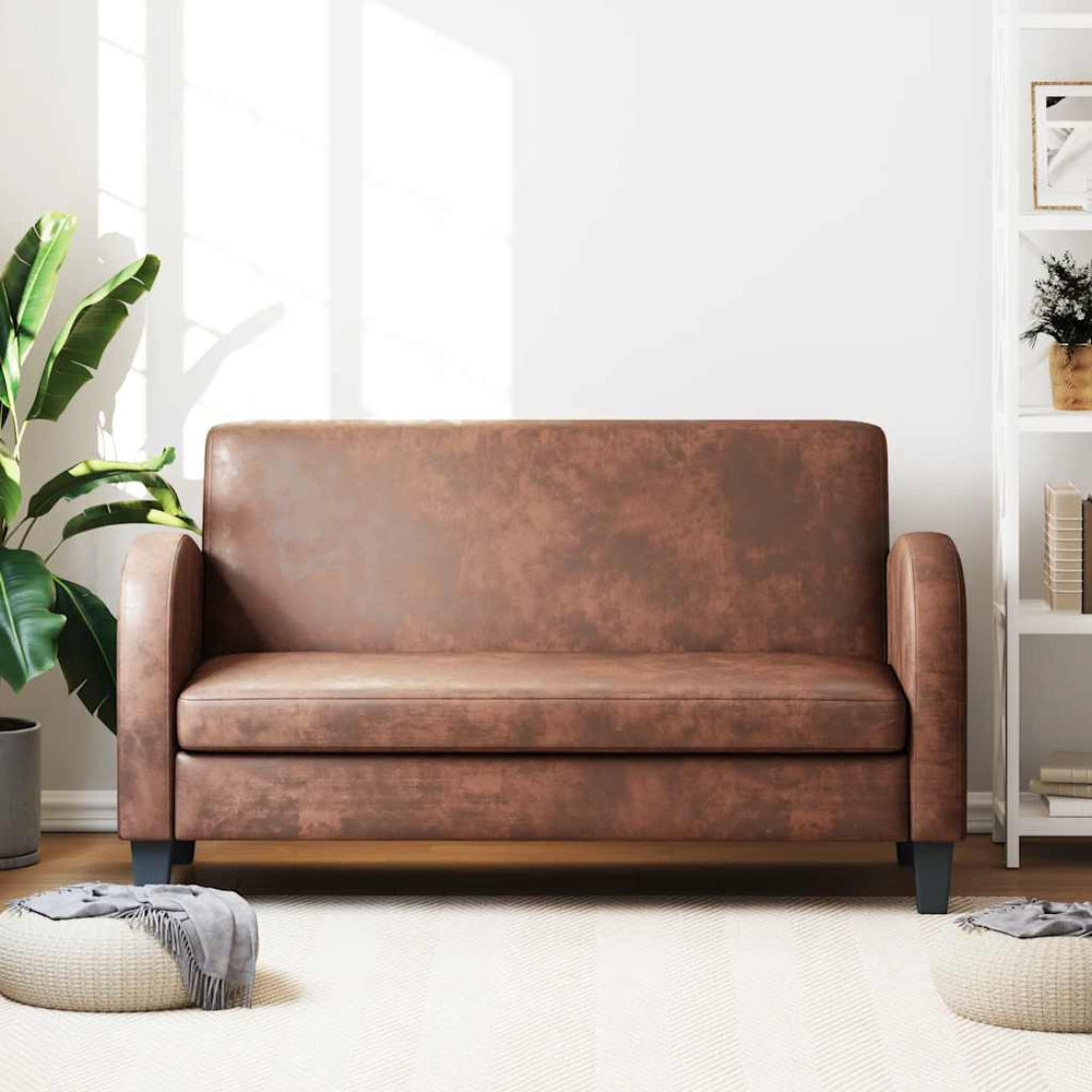 vidaXL 2-Seater Sofa Suede Look Brown