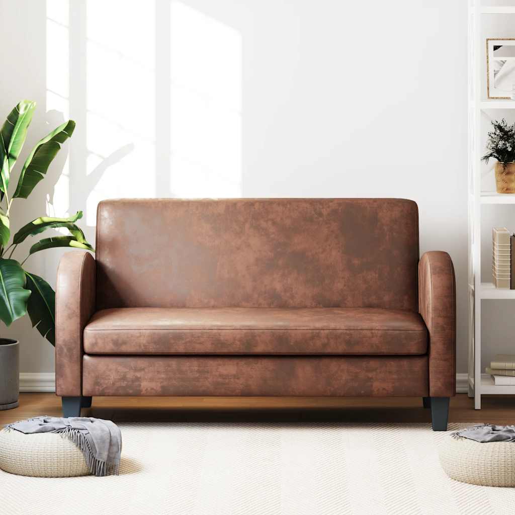 vidaXL 2-Seater Sofa Suede Look Brown
