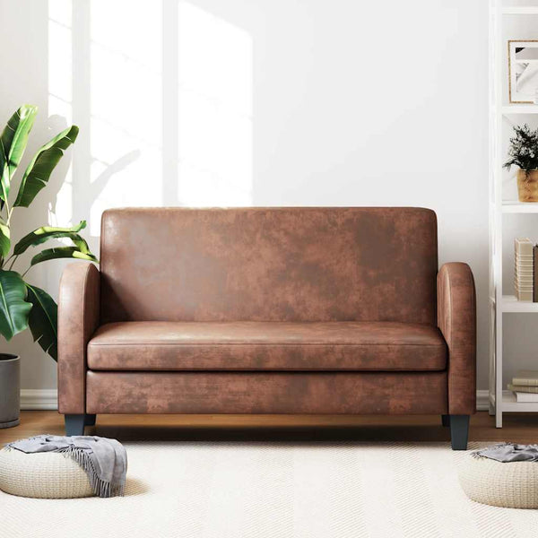 vidaXL 2-Seater Sofa Suede Look Brown