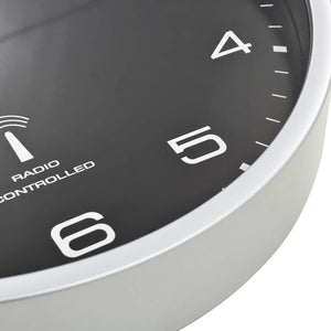 vidaXL Radio-Controlled Wall Clock with Quartz Movement 31 cm Black