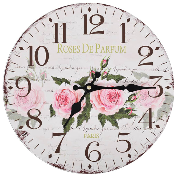 vidaXL Vintage Flower Wall Clock 30 cm