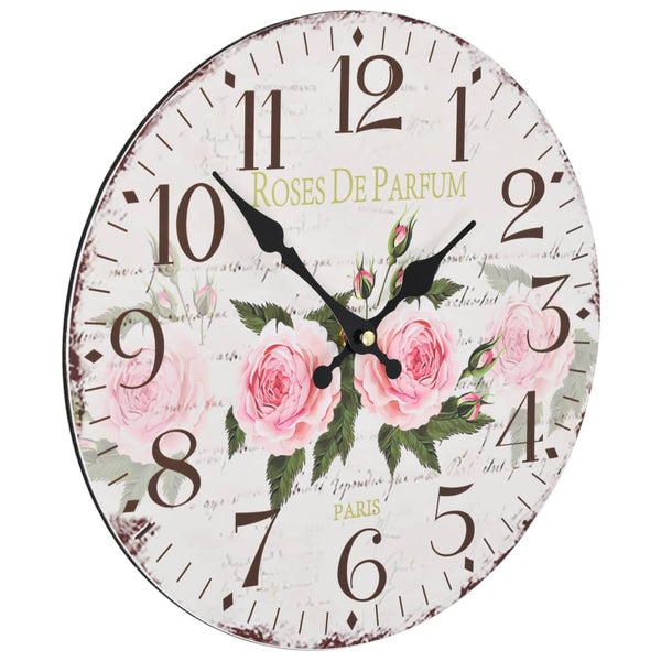 vidaXL Vintage Flower Wall Clock 30 cm