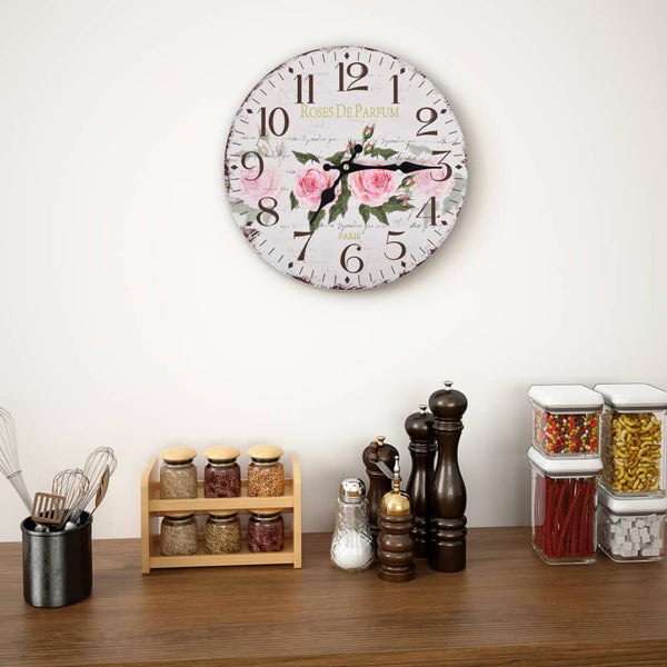 vidaXL Vintage Flower Wall Clock 30 cm