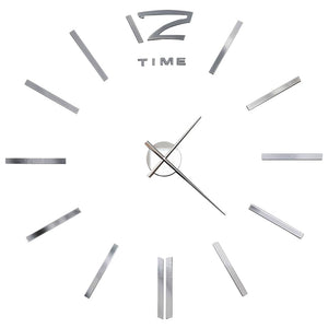 vidaXL 3D Wall Clock Modern Design 100 cm XXL Silver