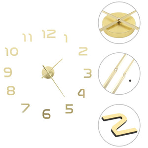 vidaXL 3D Wall Clock Modern Design 100 cm XXL Golden