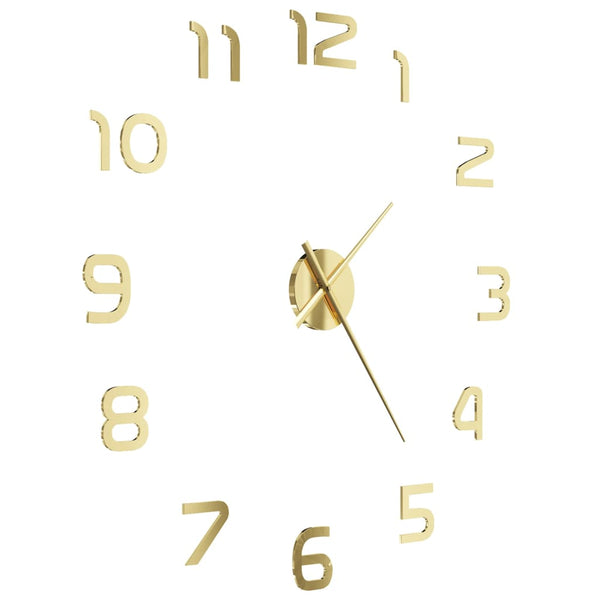 vidaXL 3D Wall Clock Modern Design 100 cm XXL Golden