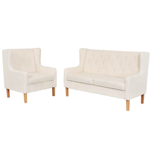 vidaXL 2-Piece Sofa Set Fabric Cream