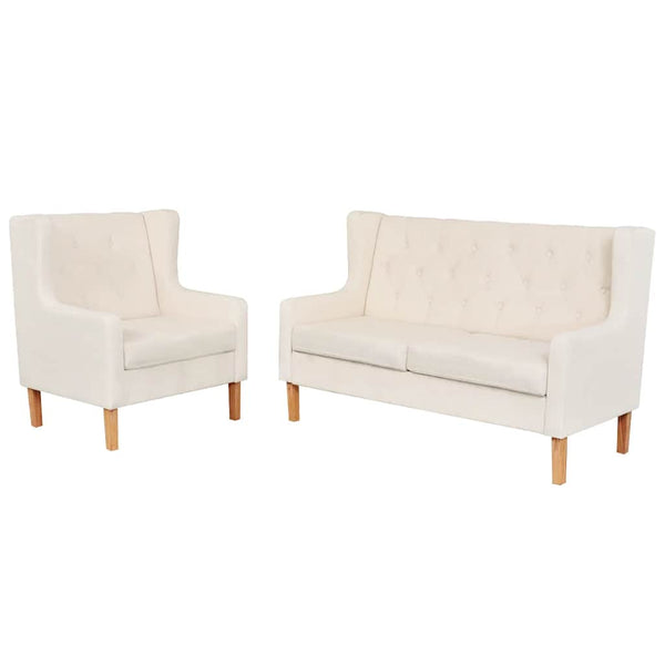 vidaXL 2-Piece Sofa Set Fabric Cream