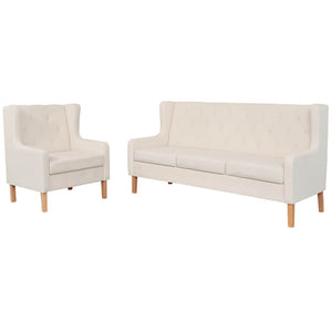 vidaXL 2-Piece Sofa Set Fabric Cream