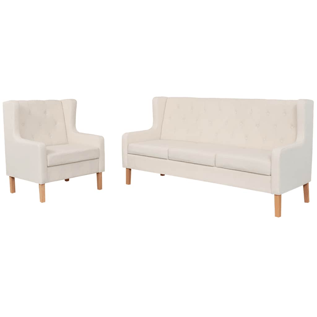 vidaXL 2-Piece Sofa Set Fabric Cream