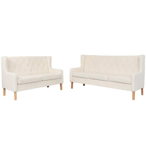 vidaXL 2-Piece Sofa Set Fabric Cream