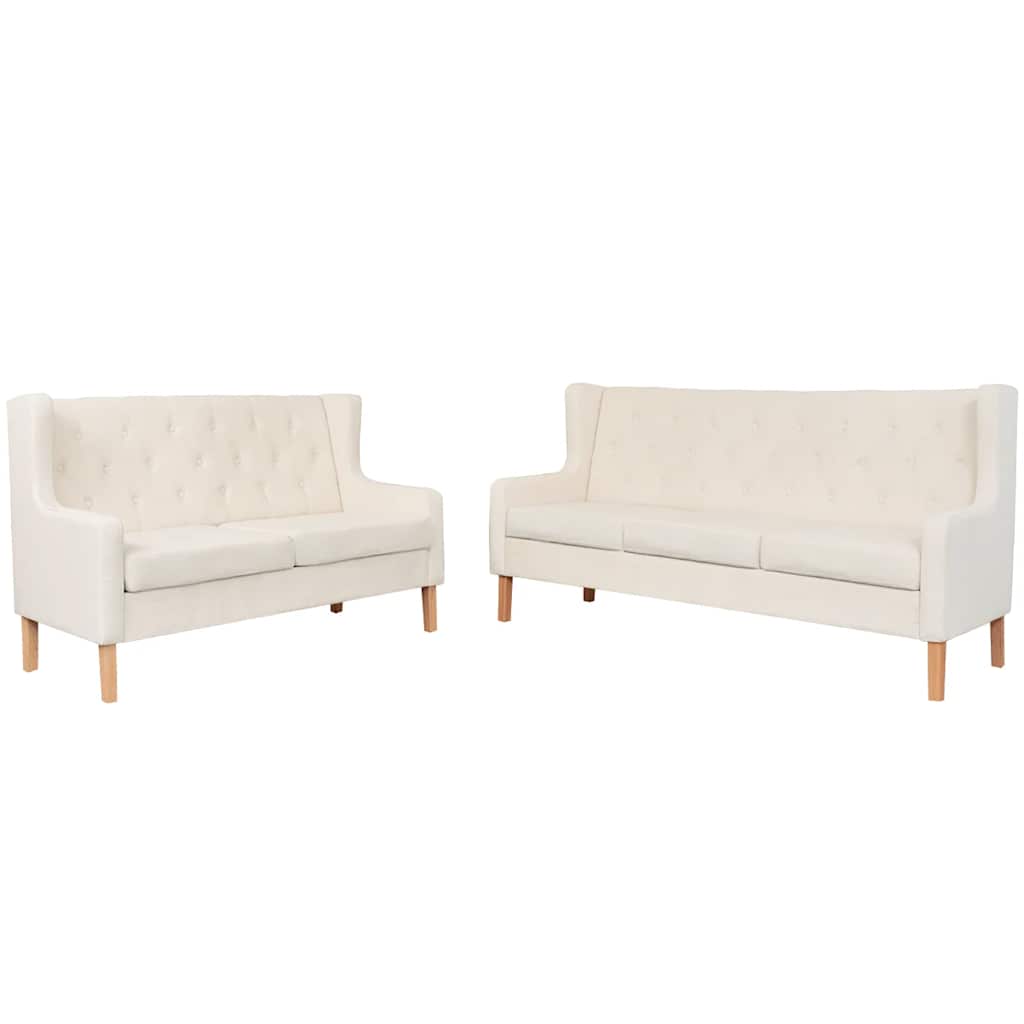 vidaXL 2-Piece Sofa Set Fabric Cream