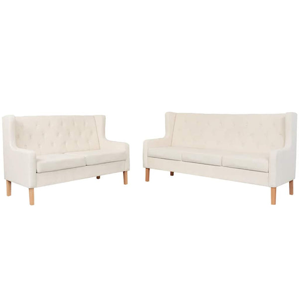 vidaXL 2-Piece Sofa Set Fabric Cream
