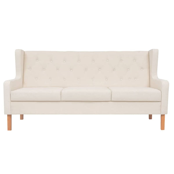 vidaXL 3-Piece Sofa Set Fabric Cream White