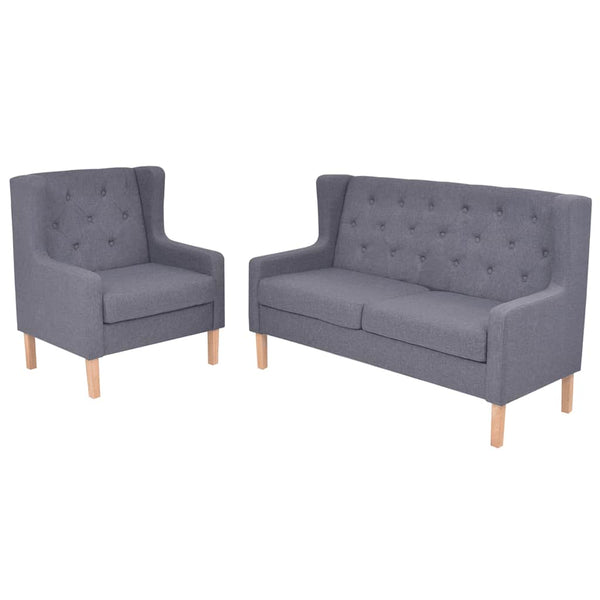 vidaXL 2-Piece Sofa Set Fabric Grey