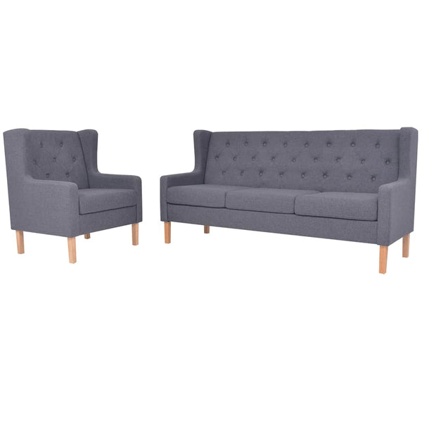 vidaXL 2-Piece Sofa Set Fabric Grey