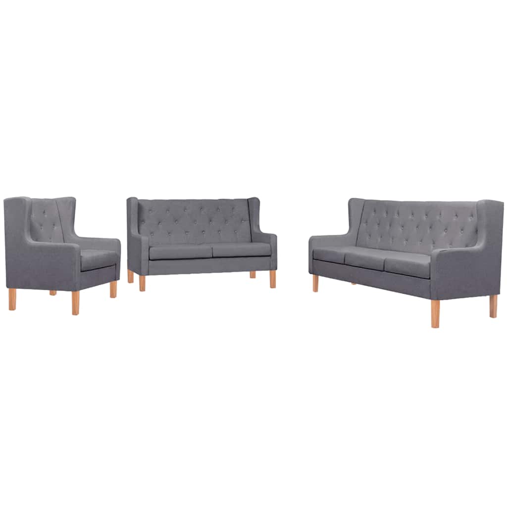 vidaXL 3-Piece Sofa Set Fabric Grey