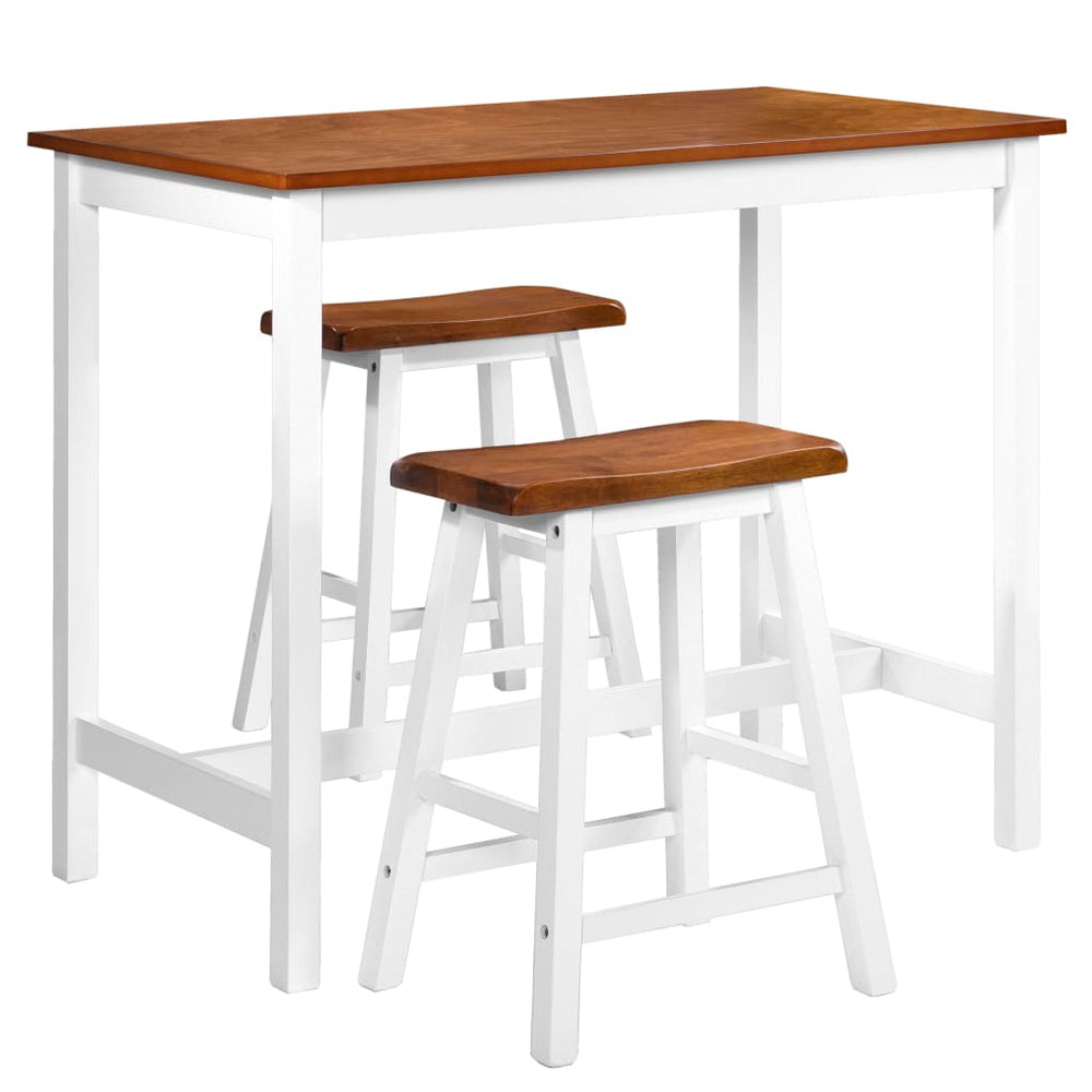 vidaXL 3-Piece Solid Wood Bar Table and Stool Set