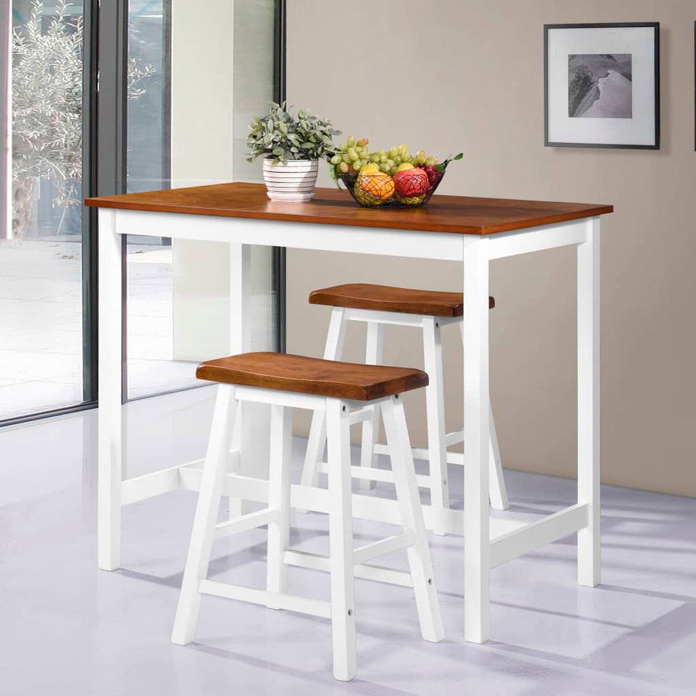 vidaXL 3-Piece Solid Wood Bar Table and Stool Set