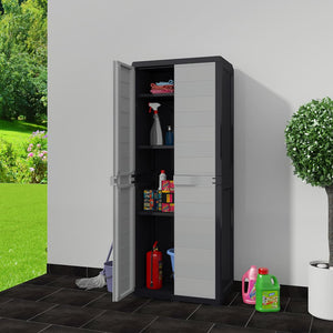 vidaXL Garden Shed with 3 Shelves Black and Grey