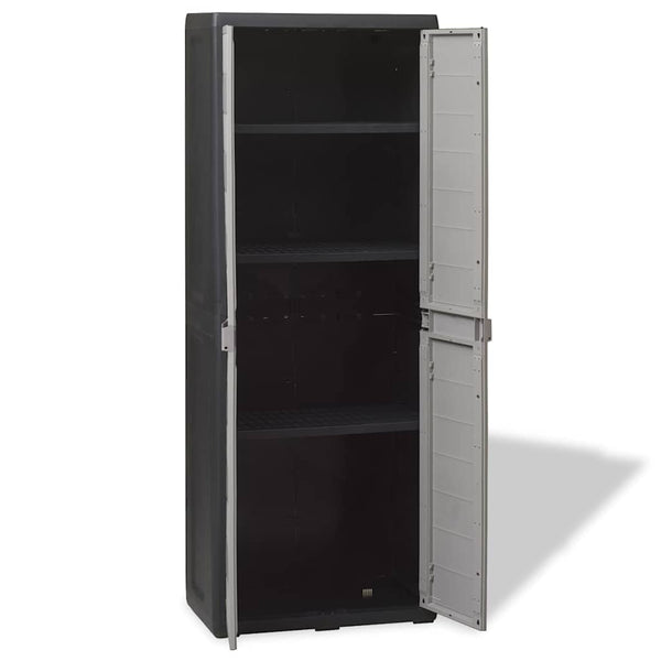 vidaXL Garden Shed with 3 Shelves Black and Grey