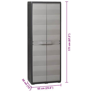 vidaXL Garden Shed with 3 Shelves Black and Grey