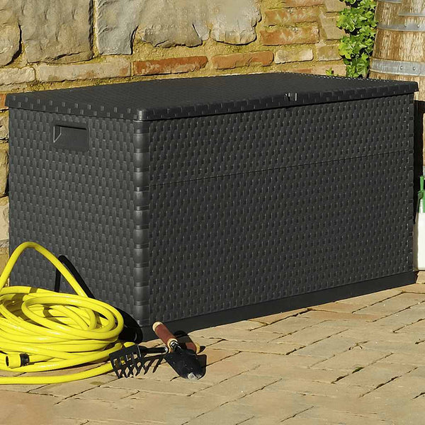 vidaXL Garden Storage Box Anthracite 120x56x63 cm PP Rattan
