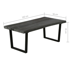 vidaXL Coffee Table Solid Mindi Wood 102x56x41 cm Grey