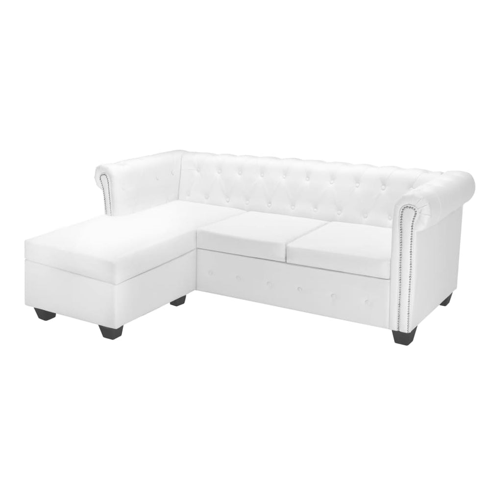 vidaXL Chesterfield L-shaped Sofa Faux Leather White
