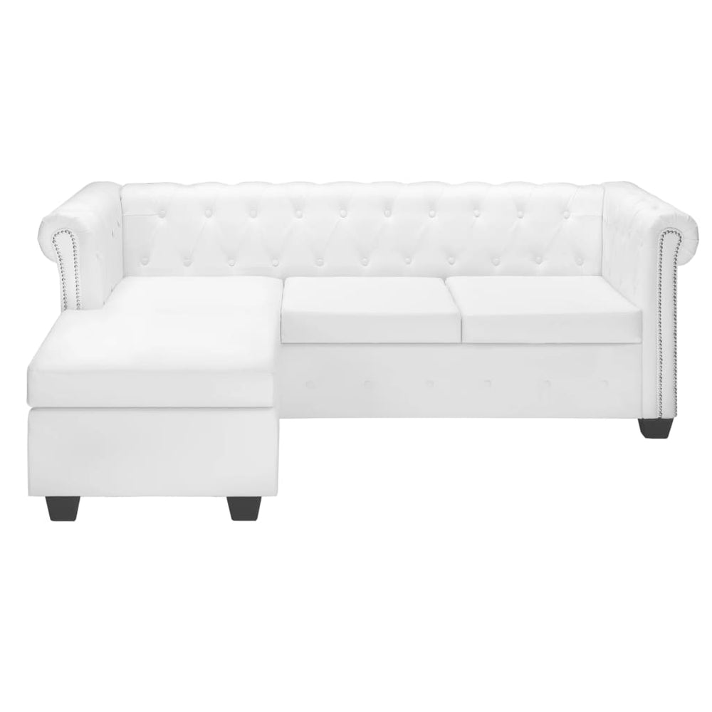 vidaXL Chesterfield L-shaped Sofa Faux Leather White