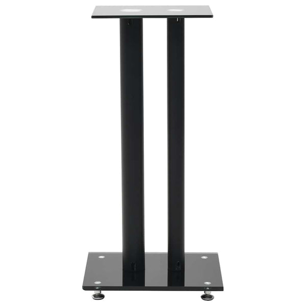 vidaXL Speaker Stands 2 pcs. Double Column Design Tempered Glass Black