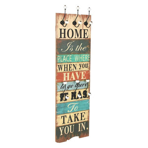 vidaXL Wall Mounted Coat Rack with 6 Hooks 120 x 40 cm "HOME IS"