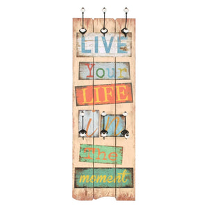 vidaXL Wall Coat Rack with 6 Hooks 120 x 40 cm "LIVE LIFE"
