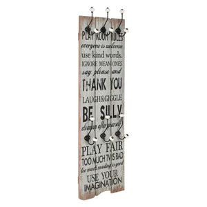 vidaXL Wall-Mounted Coat Rack with 6 Hooks 120 x 40 cm "THANK YOU"