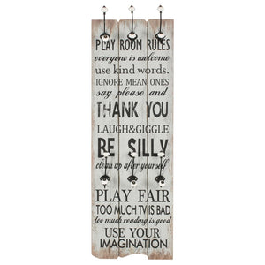 vidaXL Wall-Mounted Coat Rack with 6 Hooks 120 x 40 cm "THANK YOU"