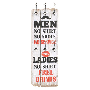 vidaXL Wall Mounted Coat Rack with 6 Hooks 120 x 40 cm "MEN LADIES"