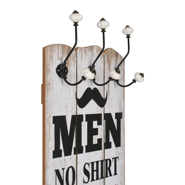 vidaXL Wall Mounted Coat Rack with 6 Hooks 120 x 40 cm "MEN LADIES"