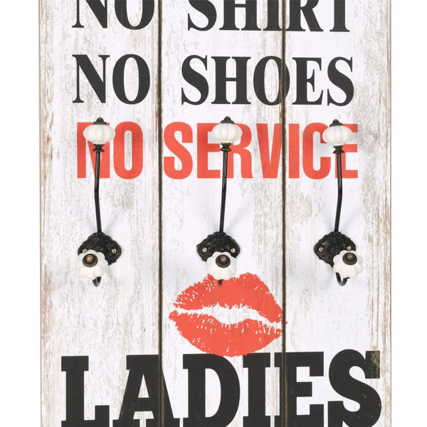 vidaXL Wall Mounted Coat Rack with 6 Hooks 120 x 40 cm "MEN LADIES"
