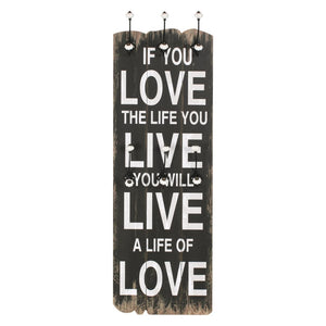 vidaXL Wall Coat Rack with 6 Hooks 120 x 40 cm "LOVE LIVE"