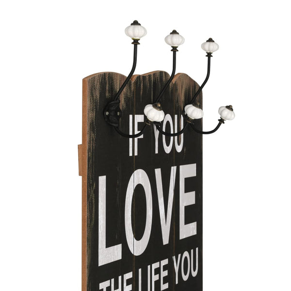 vidaXL Wall Coat Rack with 6 Hooks 120 x 40 cm "LOVE LIVE"