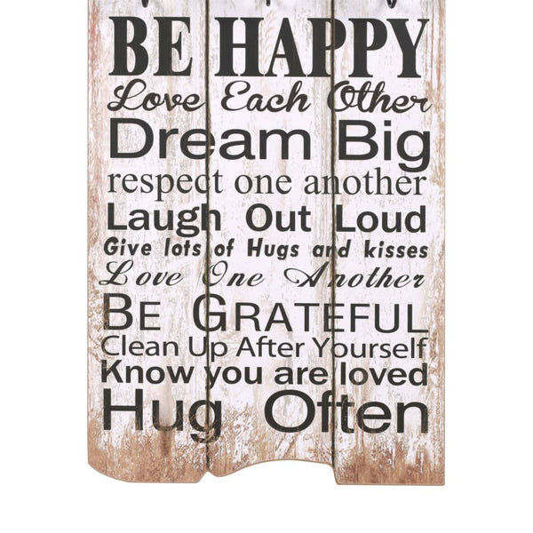 vidaXL Wall Coat Rack with 6 Hooks 120 x 40 cm "FAMILY RULES"