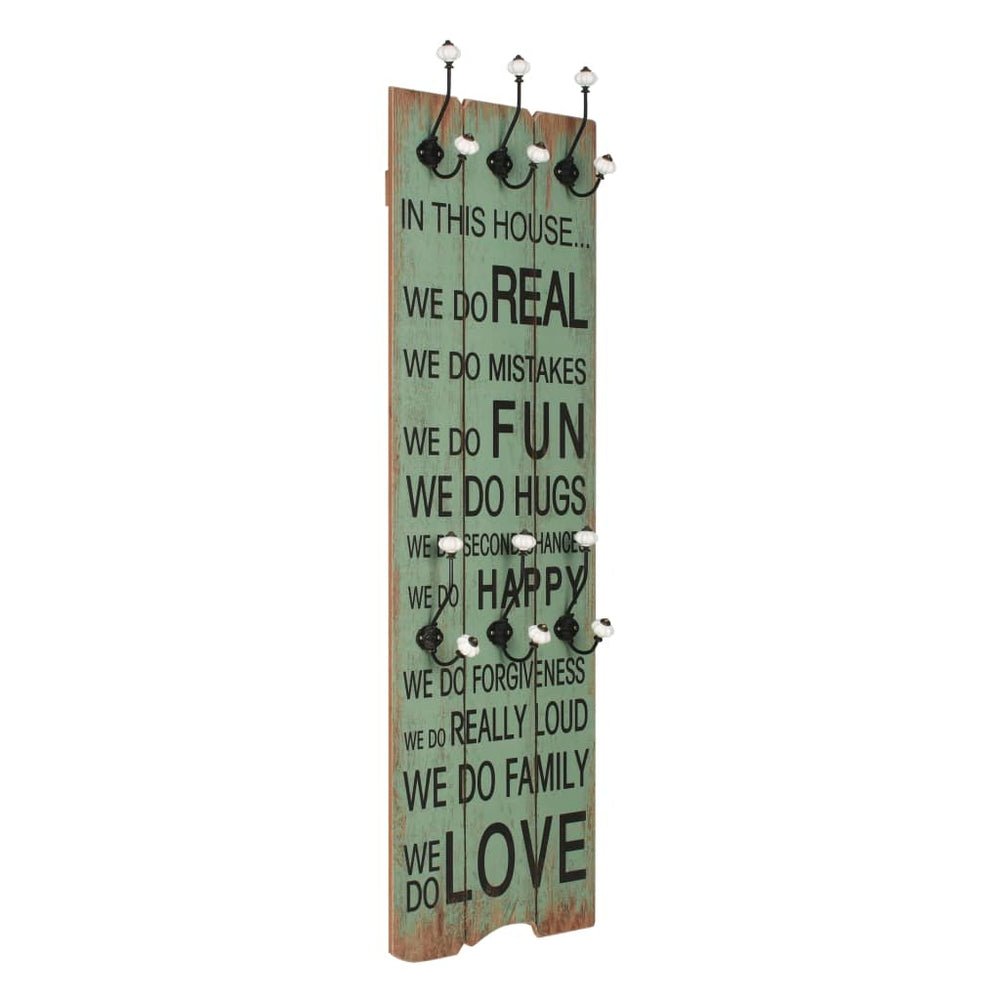 vidaXL Wall Coat Rack with 6 Hooks 120x40 cm HAPPY LOVE