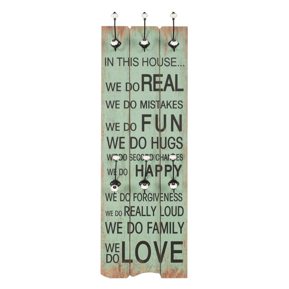 vidaXL Wall Coat Rack with 6 Hooks 120x40 cm HAPPY LOVE
