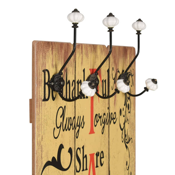vidaXL Wall Coat Rack with 6 Hooks 120 x 40 cm "FAMILY"