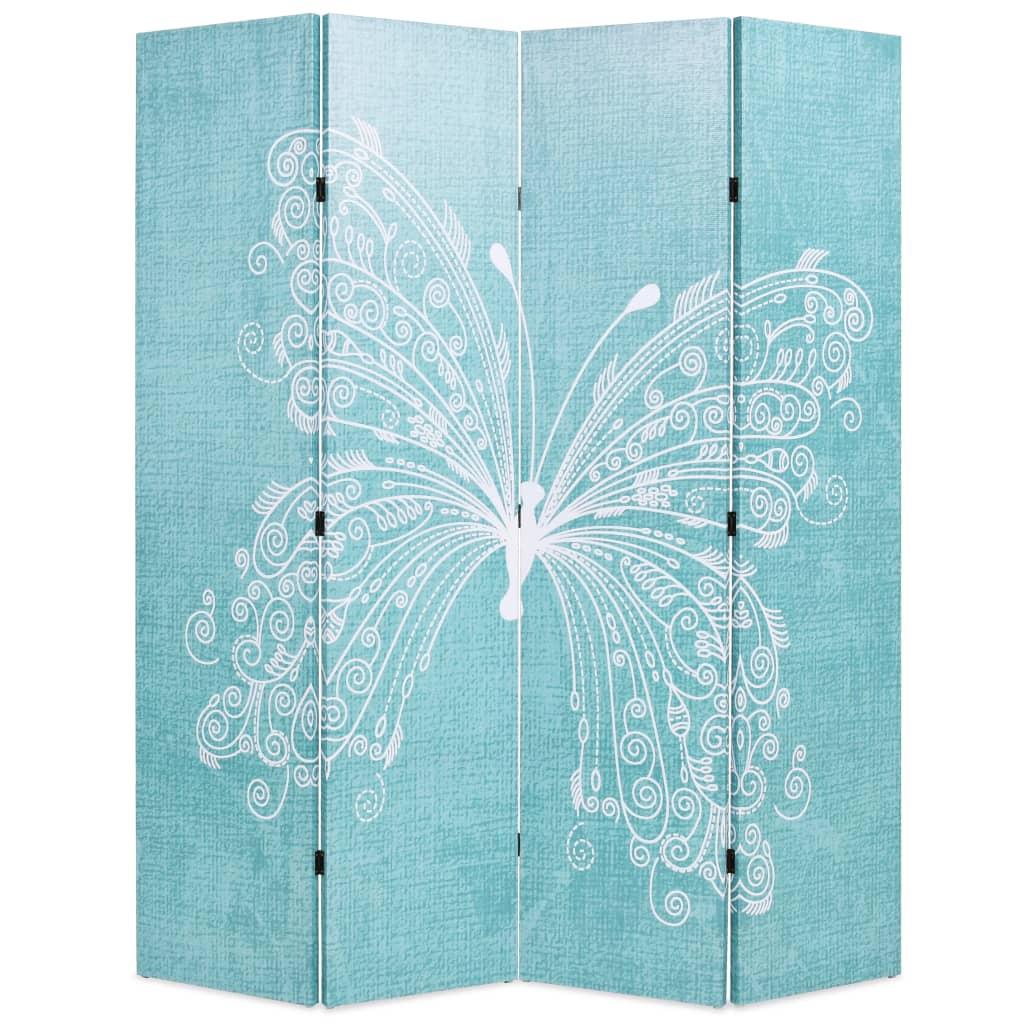 vidaXL Folding Room Divider 160 x 170 cm Butterfly Blue