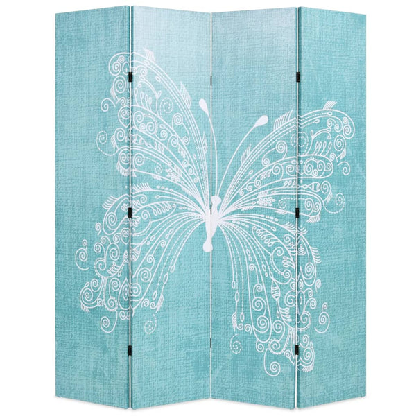 vidaXL Folding Room Divider 160 x 170 cm Butterfly Blue